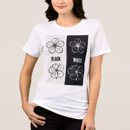 Camiseta Triblenda Black White Floral Contrast Art | Minimalist