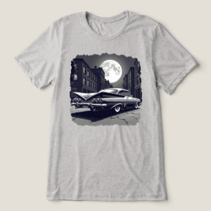 Camiseta Triblenda Blanco negro Retro Lowrider Bajo Luna Llena Calle
