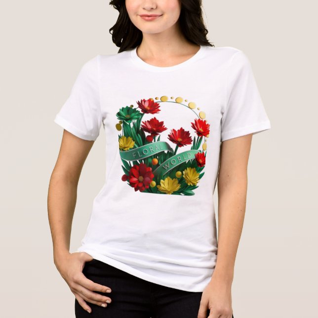 Camiseta Triblenda Bliss floral Bella+Canvas Triblend T-Shir femenino (Anverso)