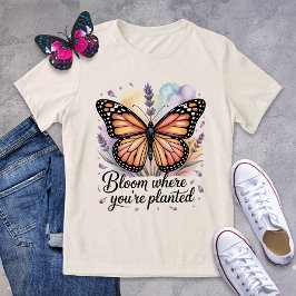 Camiseta Triblenda Bloom Where You are Planted Monarch Butterfly Shir
