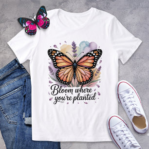 Camiseta Triblenda Bloom Where You are Planted Monarch Butterfly Shir