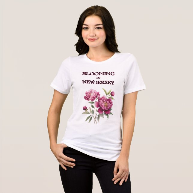 CAMISETA TRIBLENDA BLOOMING IN NJ PURPLE PEONIES FLORAL SHORT SLEEVE  (Anverso Completo)