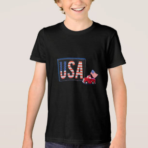 Camiseta Triblenda Bloque patriótico de EE.UU. con camioneta roja y b