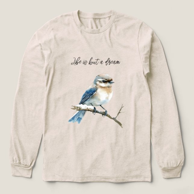 Camiseta Triblenda Blue Bird on a Tree Branch (Diseño traserp)