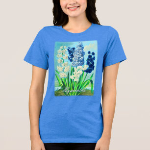 Camiseta Triblenda Blue Hyacinths Arte Botánico Vintage
