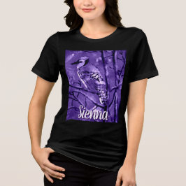 Camiseta Triblenda Blue Jay Bird Purple Abstract Art Personalized