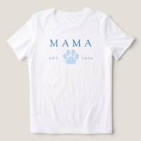 Blue Mama Gingham Paw Print Birday
