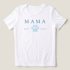 Camiseta Triblenda Blue Mama Gingham Paw Print Birday