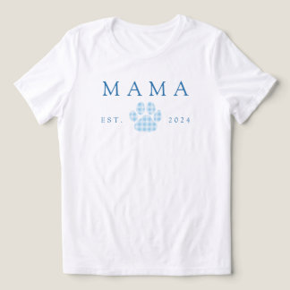 Camiseta Triblenda Blue Mama Gingham Paw Print Birday