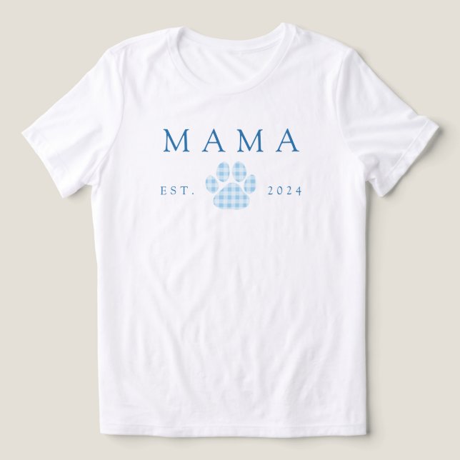 Camiseta Triblenda Blue Mama Gingham Paw Print Birday (Diseño delantero )