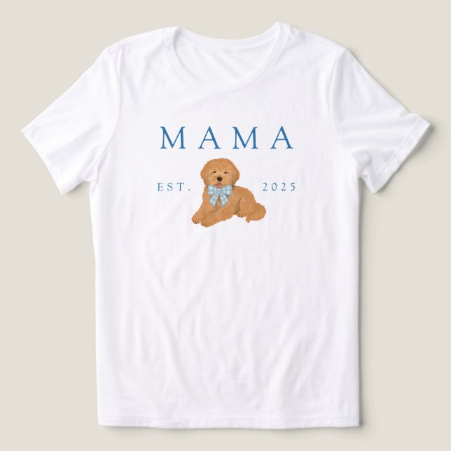 Camiseta Triblenda Blue Mama Golden Doodle Puppy Birthday (Diseño delantero )