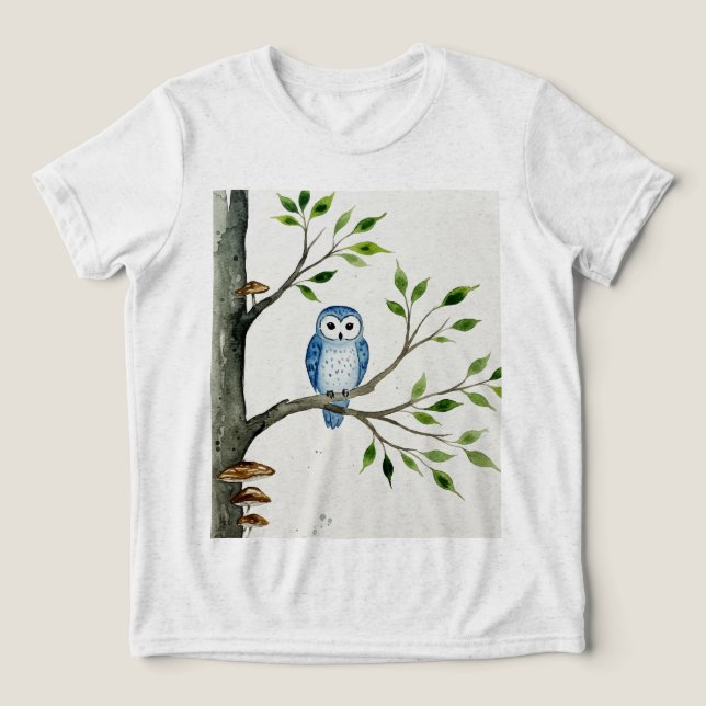 Camiseta Triblenda Blue owl on a tree branch (Diseño delantero )