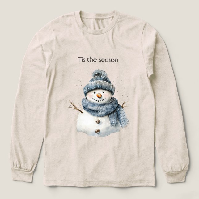 Camiseta Triblenda Blue Snowman Christmas (Diseño traserp)