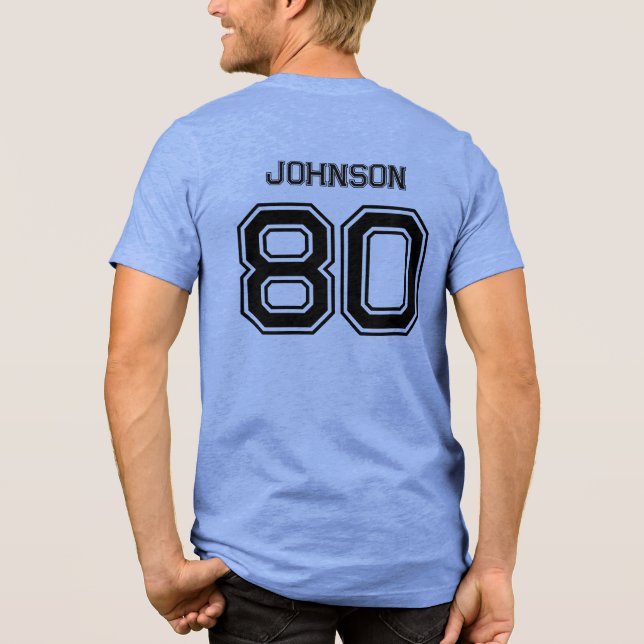 Camiseta Triblenda Blue Sports Team Custom Name, Number, Team Red (Reverso )