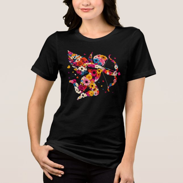 Camiseta Triblenda Blumiger Amor verschießt Liebespfeile - (Anverso)