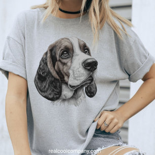 Camiseta Triblenda Boceto Adorable de Basset Hound Amantes de Perros 