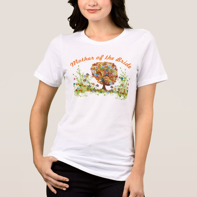 Camiseta Triblenda Boda de árbol de flor caprichoso (Anverso)