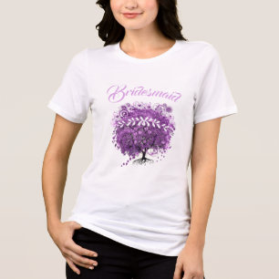 Camiseta Triblenda Boda de árbol de hojas de corazón púrpura radiante