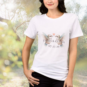 Camiseta Triblenda Boda de corazón de colibrí adorable personalizada