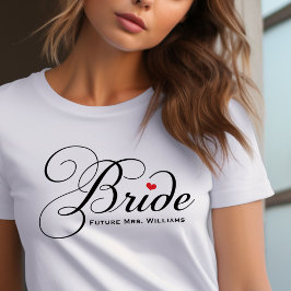 Camiseta Triblenda Boda de letra negra personalizada de futura Sra. N