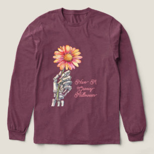 Camiseta Triblenda Bohemio Hippie Sesenta Esqueleto Mano Flor