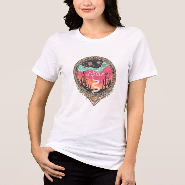 Camiseta Triblenda Boho Desierto Cósmico Retro (Anverso)