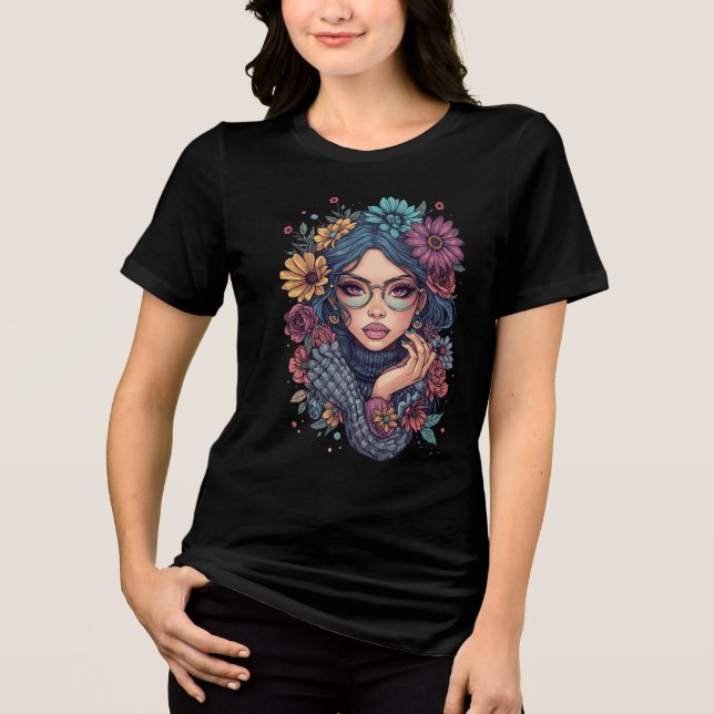 Camiseta Triblenda Boho Floral Girl T-Shirt (Anverso)