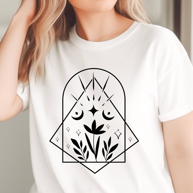 Camiseta Triblenda Boho Geometric Crescent Moon Botanical (Subido por el creador)