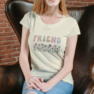 Camiseta Triblenda Boho Pastel Friend Floral Word Art