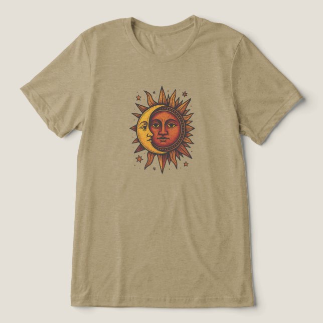 Camiseta Triblenda Boho Retro Sun y Moon Unisex (Diseño delantero )