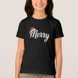 Camiseta Triblenda Bold Black Merry Christmas Santa Hat