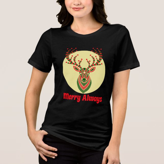 Camiseta Triblenda Bold Holiday Deer Art Print (Anverso)