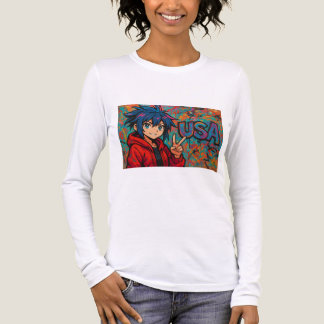 Camiseta Triblenda Bold Red Anime USA Graphic T-Shirt