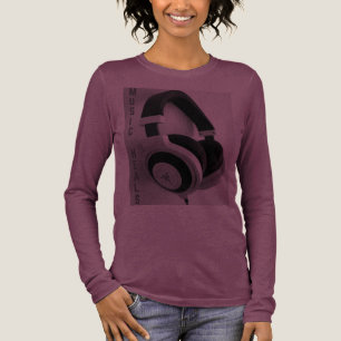 Camiseta Triblenda Bonita música y auriculares femeninos
