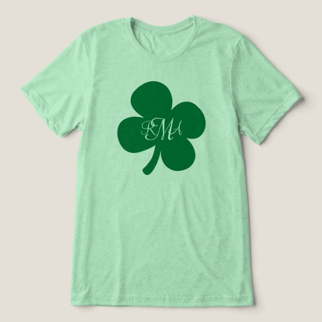 Camiseta Triblenda Bonito Green Shamrock Monogramado Personalizado (Diseño delantero )