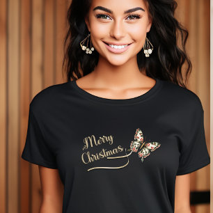 Camiseta Triblenda Bonito Vintage Christmas Butterfly