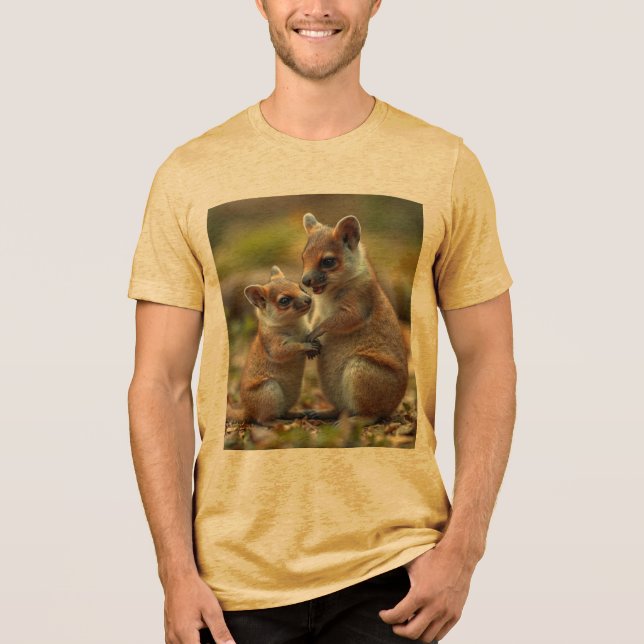 Camiseta Triblenda "Bono alegre: Mamá y bebé Quokka" (Anverso)