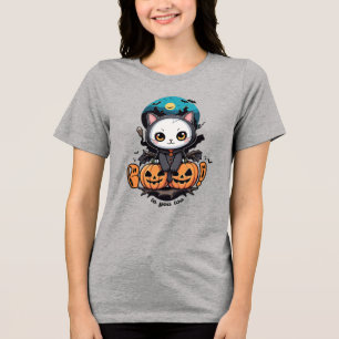 Camiseta Triblenda Boo a ti también Alas y calabaza de gatos