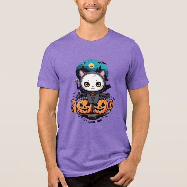Camiseta Triblenda Boo a ti también | Alas y calabaza de gatos (Anverso)