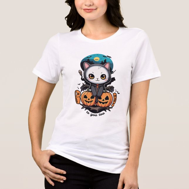 Camiseta Triblenda Boo a ti también | Alas y calabaza de gatos (Anverso)