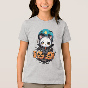 Camiseta Triblenda Boo a ti también Alas y calabaza de gatos