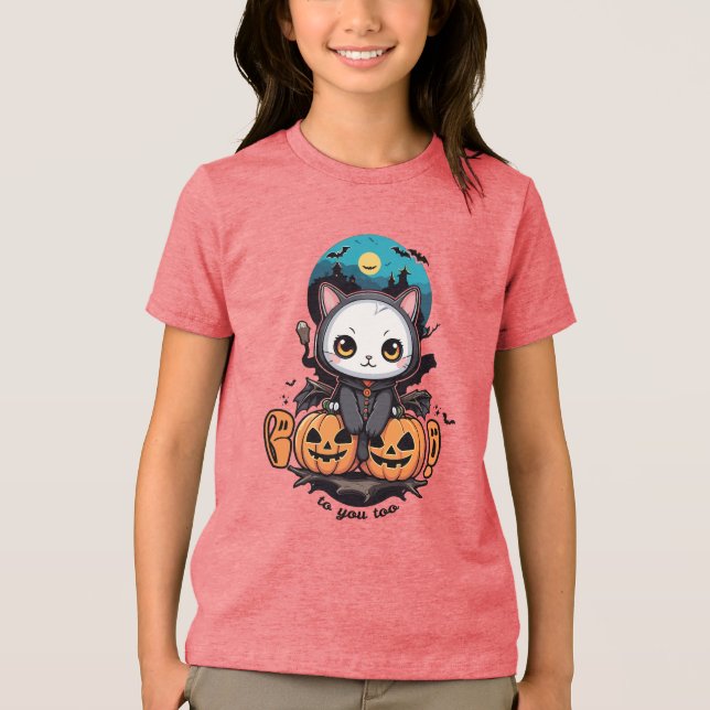 Camiseta Triblenda Boo a ti también | Alas y calabaza de gatos (Anverso)