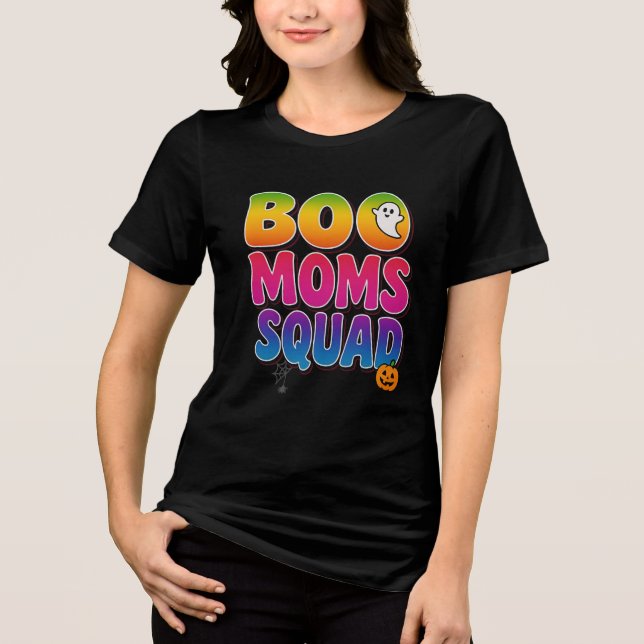 Camiseta Triblenda BOO Moms Squad Halloween Ghost & Pumpkin Tie-Dye (Anverso)