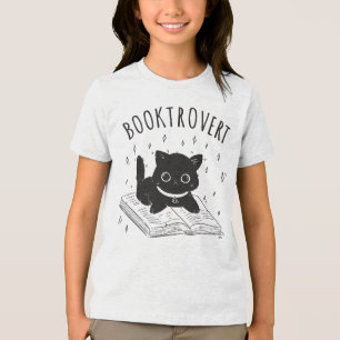 Camiseta Triblenda Booktrovert cat con libro y estrellas