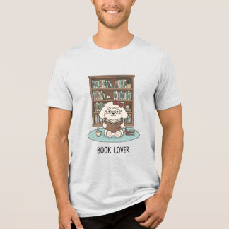 Camiseta Triblenda Bookworm Poodle Puppy Cute Reading Graphic Dog