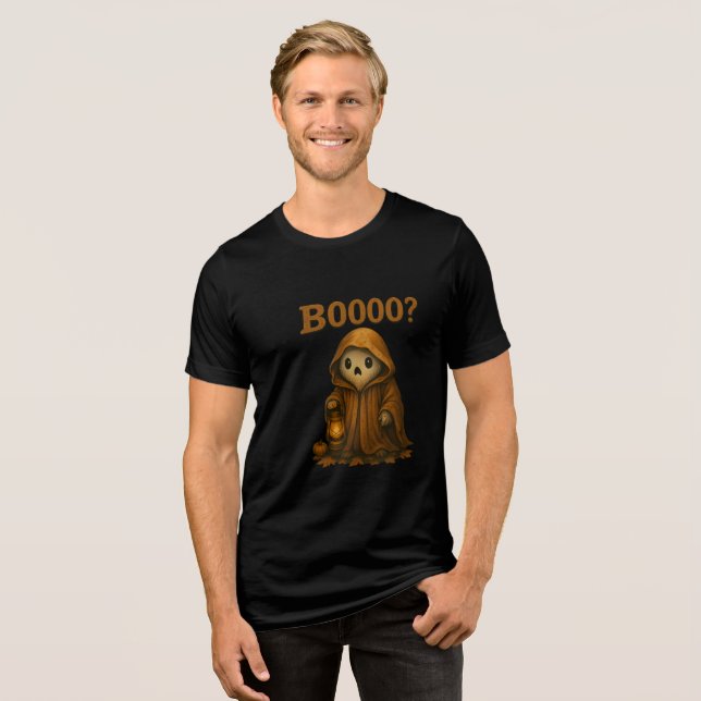Camiseta Triblenda Boooo? Cute Ghost in Cloak with Lantern (Anverso Completo)