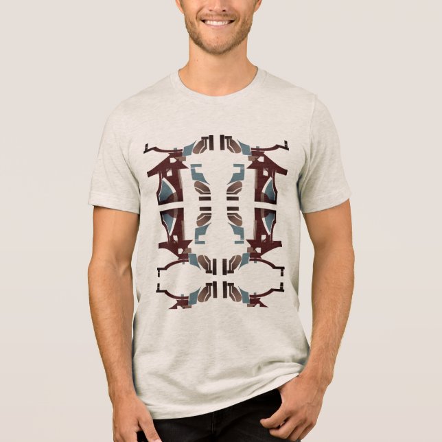 Camiseta Triblenda Borgoña Tan Azul Resumen del Suroeste Mediterráneo (Anverso)