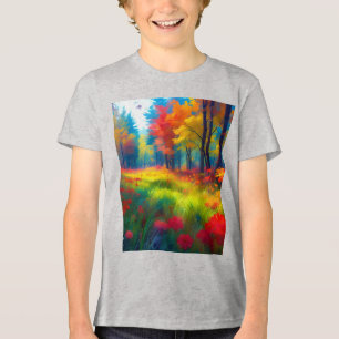 Camiseta Triblenda Bosque con árboles y flores coloridos