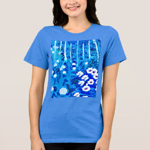 Camiseta Triblenda Bosque de fantasía con flores y aves