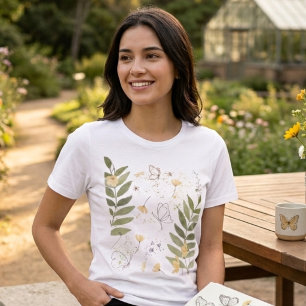 Camiseta Triblenda Botanical Wildflower Butterfly T-Shirt
